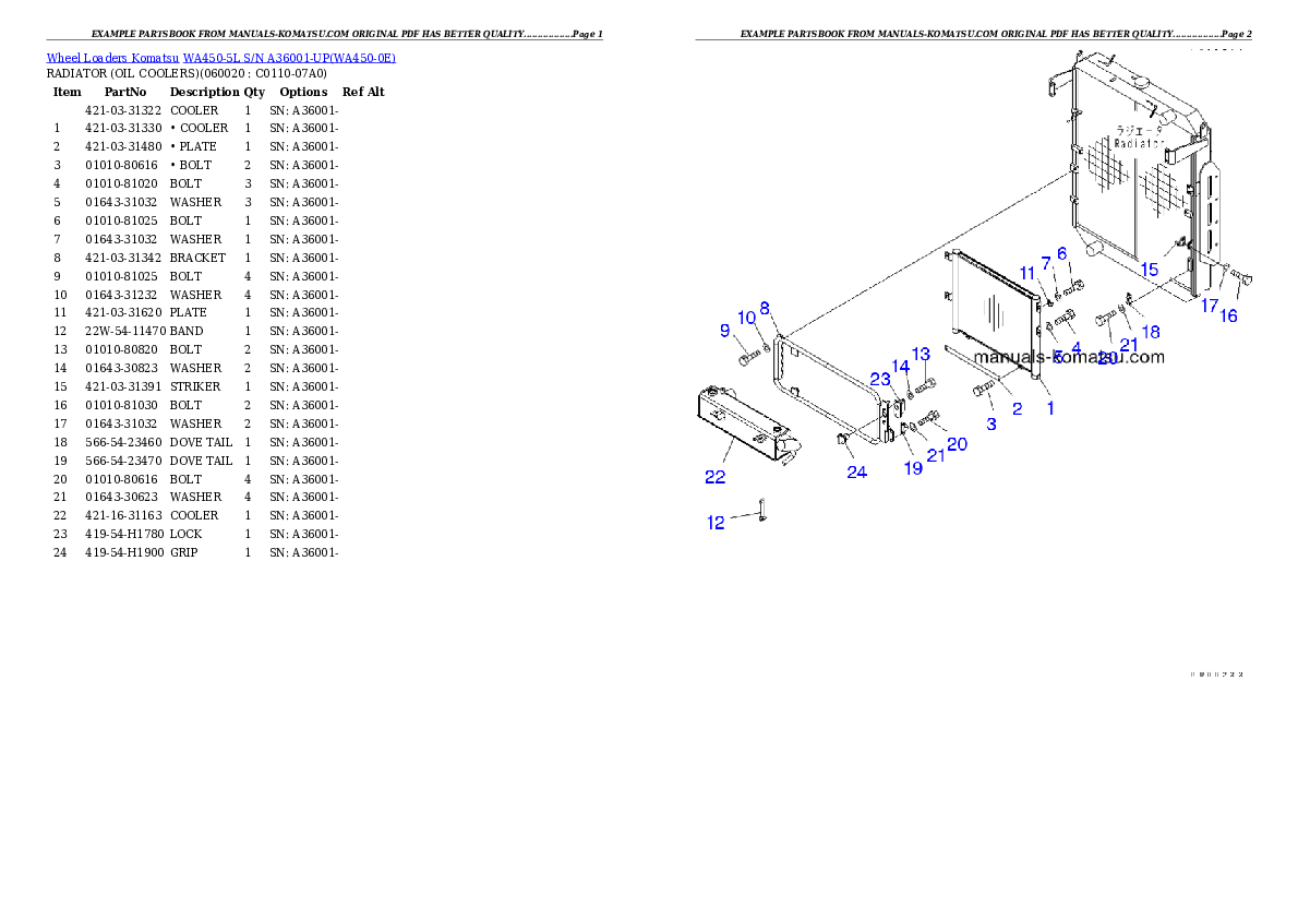 Protected: WA450-5L S/N A36001-UP Partsbook