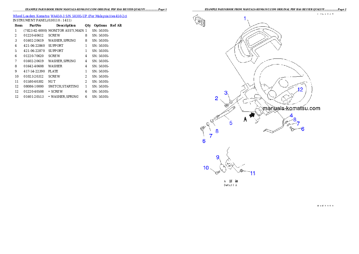 Protected: WA450-3 S/N 50305-UP (For Malaysia) Partsbook