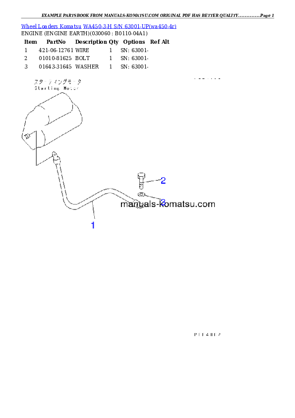 Protected: WA450-3-H S/N 63001-UP Partsbook