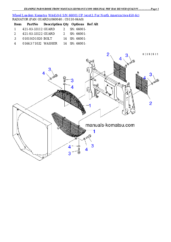 Protected: WA450-6 S/N 66001-UP (ecot3, For North America) Partsbook