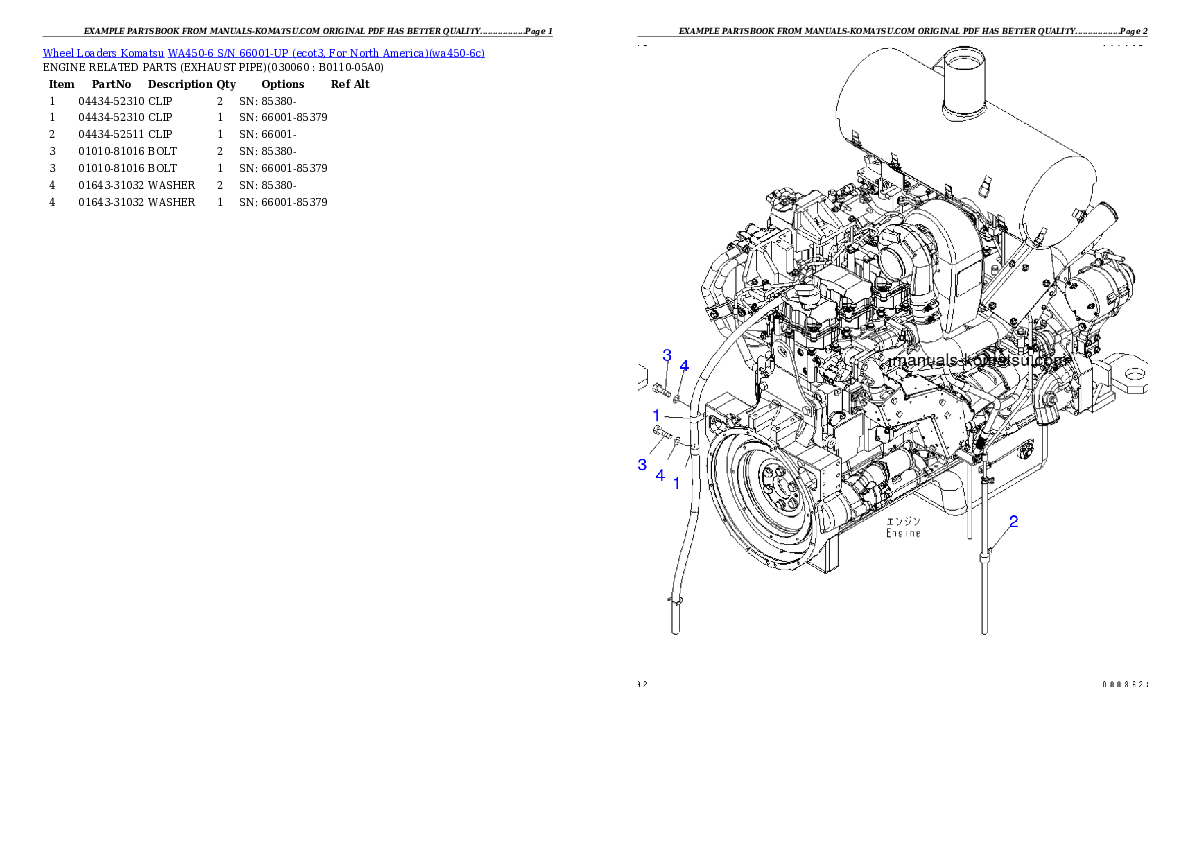 Protected: WA450-6 S/N 66001-UP (ecot3, For North America) Partsbook