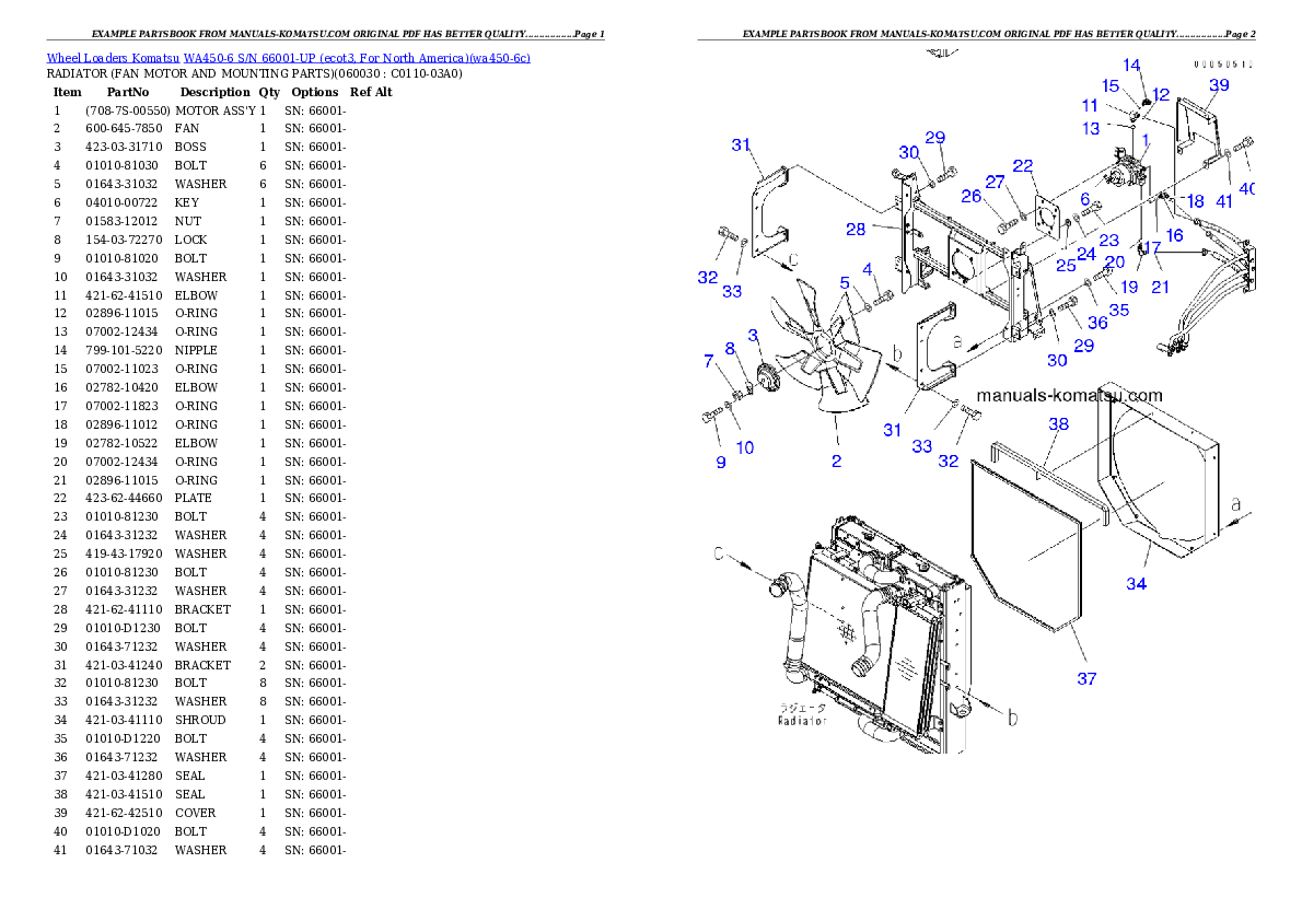 Protected: WA450-6 S/N 66001-UP (ecot3, For North America) Partsbook
