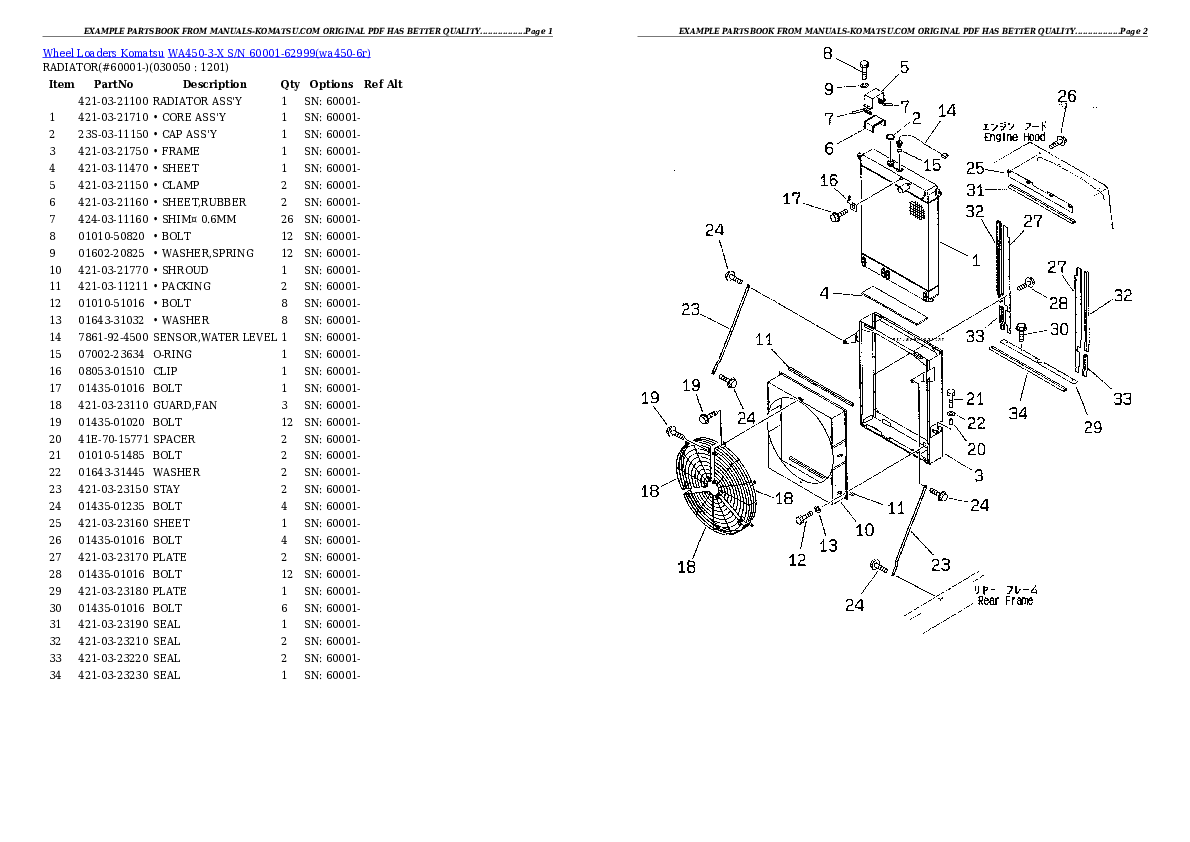 Protected: WA450-3-X S/N 60001-62999 Partsbook