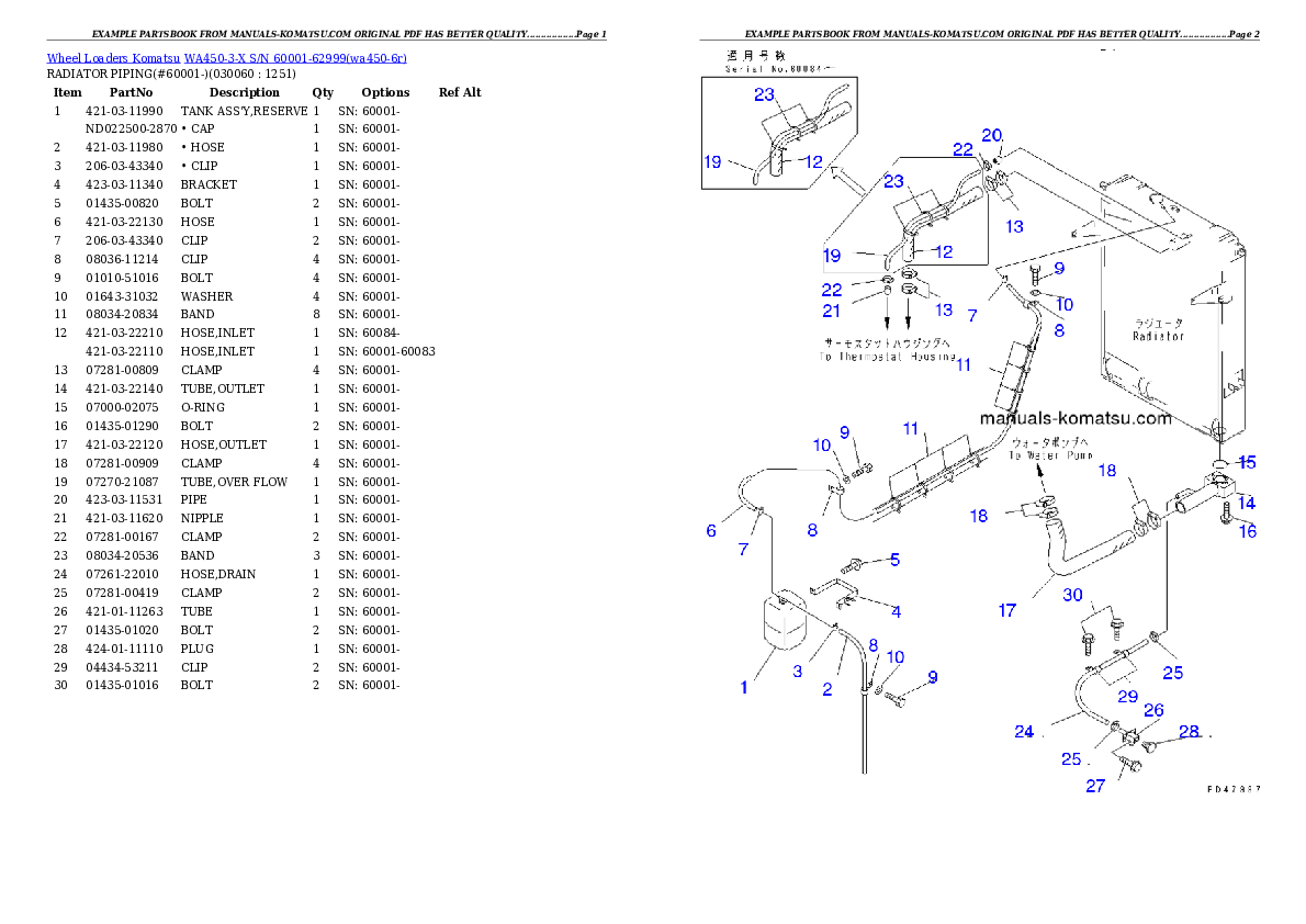 Protected: WA450-3-X S/N 60001-62999 Partsbook