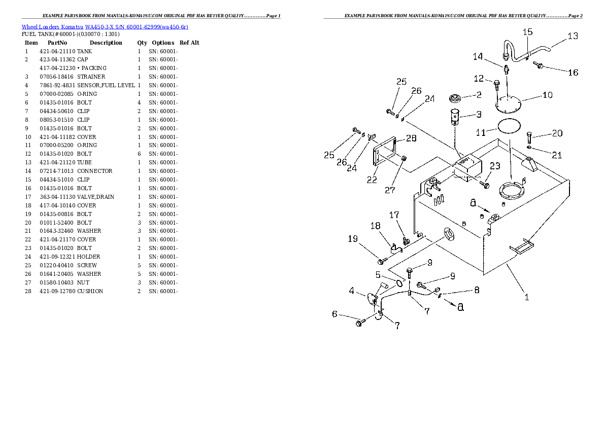 Protected: WA450-3-X S/N 60001-62999 Partsbook