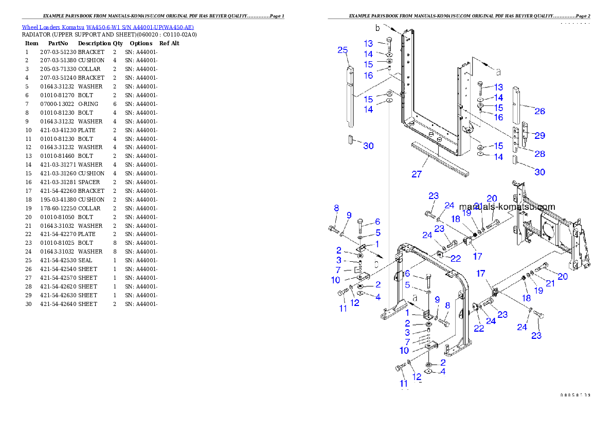 Protected: WA450-6-W1 S/N A44001-UP Partsbook