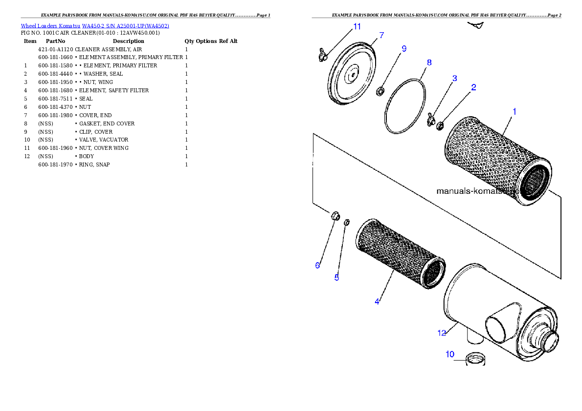 Protected: WA450-2 S/N A25001-UP Partsbook