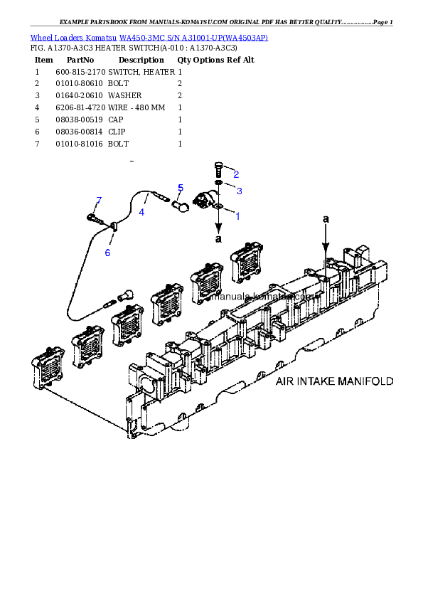 Protected: WA450-3MC S/N A31001-UP Partsbook