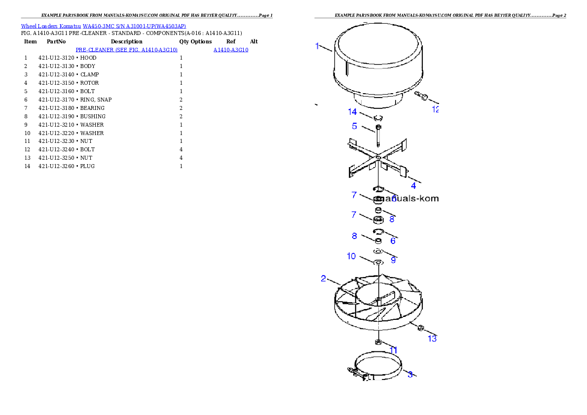 Protected: WA450-3MC S/N A31001-UP Partsbook