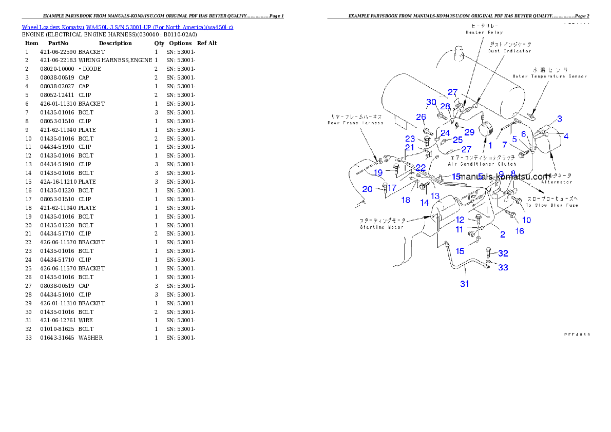 Protected: WA450L-3 S/N 53001-UP (For North America) Partsbook