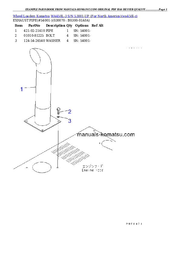 Protected: WA450L-3 S/N 53001-UP (For North America) Partsbook