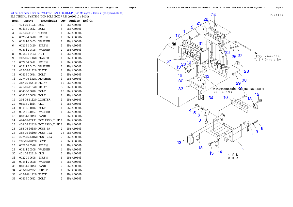 Protected: WA470-1 S/N A30501-UP (For Malaysia / Cassis Spec.) Partsbook