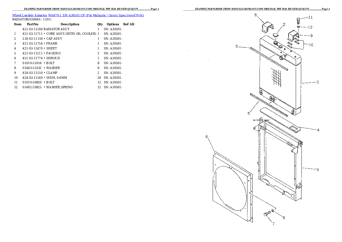 Protected: WA470-1 S/N A30501-UP (For Malaysia / Cassis Spec.) Partsbook