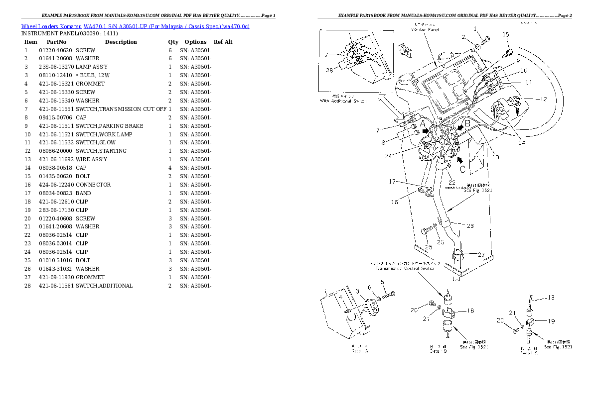 Protected: WA470-1 S/N A30501-UP (For Malaysia / Cassis Spec.) Partsbook