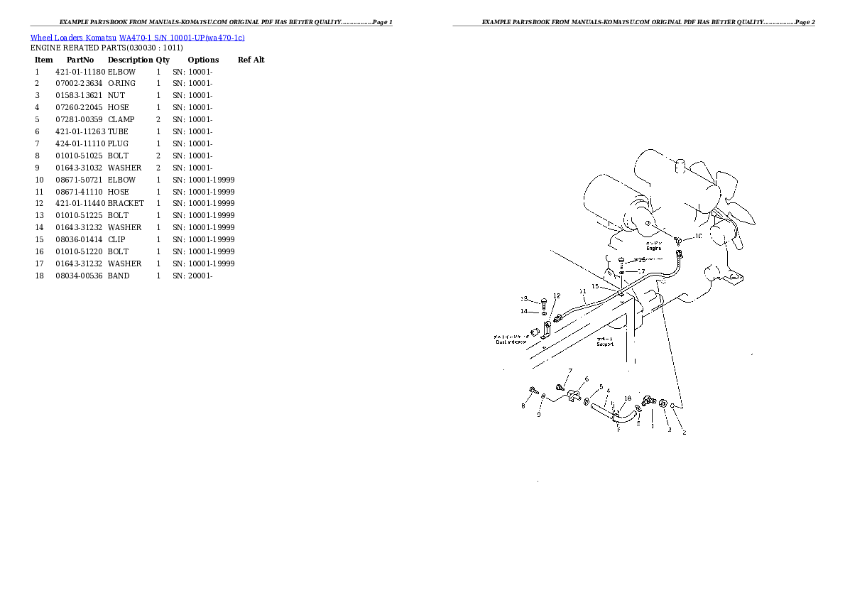 WA470-1 S/N 10001-UP Partsbook