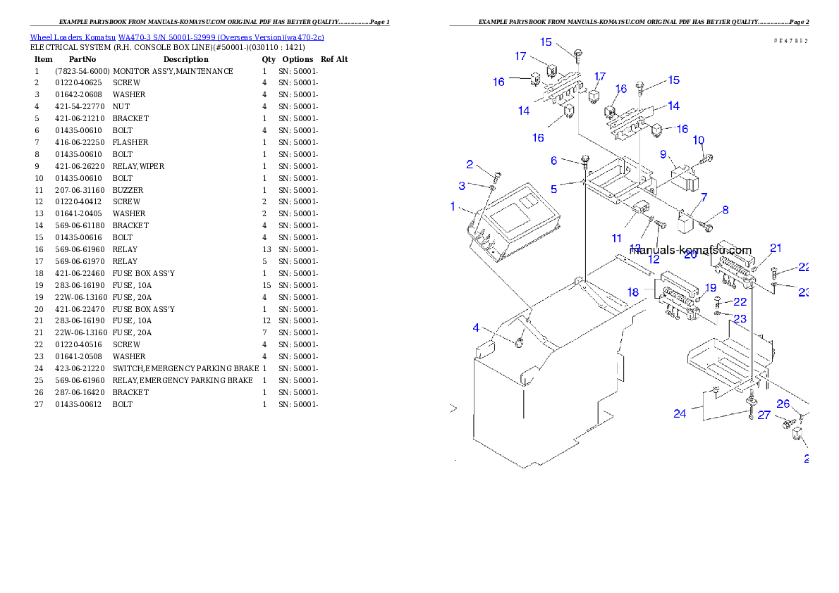 Protected: WA470-3 S/N 50001-52999 (Overseas Version) Partsbook