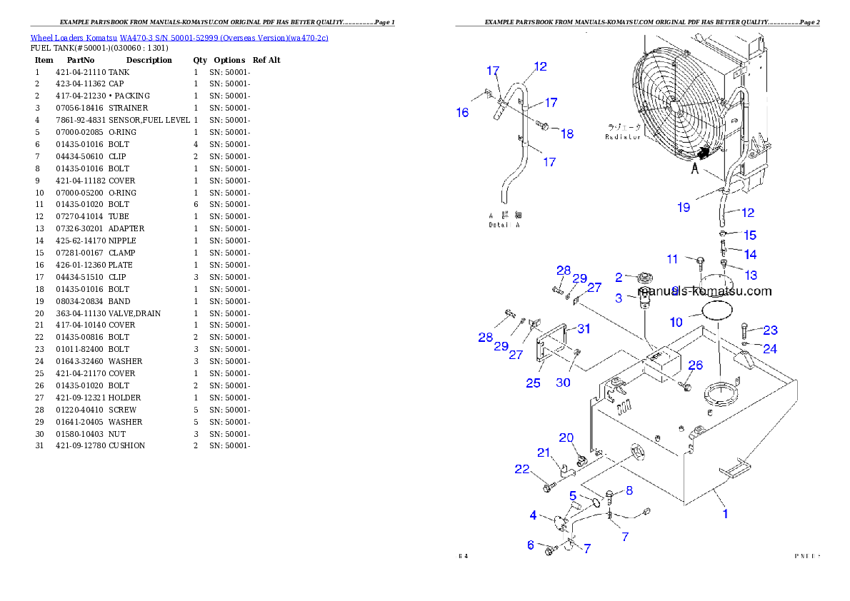 Protected: WA470-3 S/N 50001-52999 (Overseas Version) Partsbook