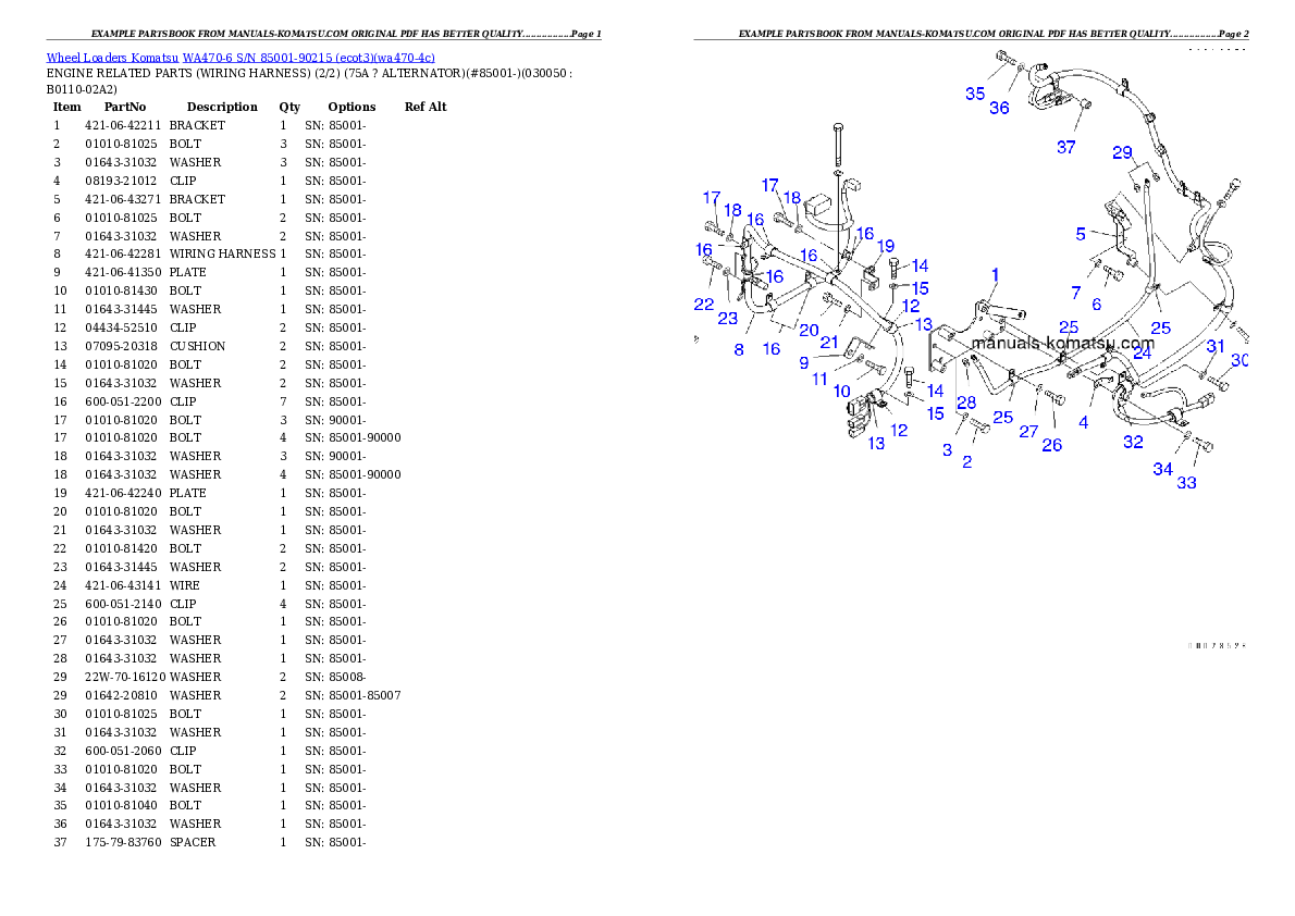 Protected: WA470-6 S/N 85001-90215 (ecot3) Partsbook