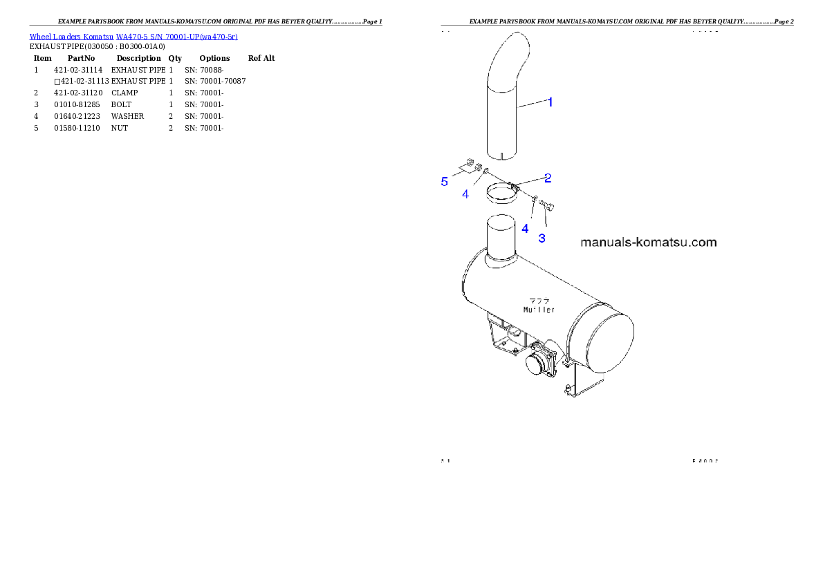 Protected: WA470-5 S/N 70001-UP Partsbook