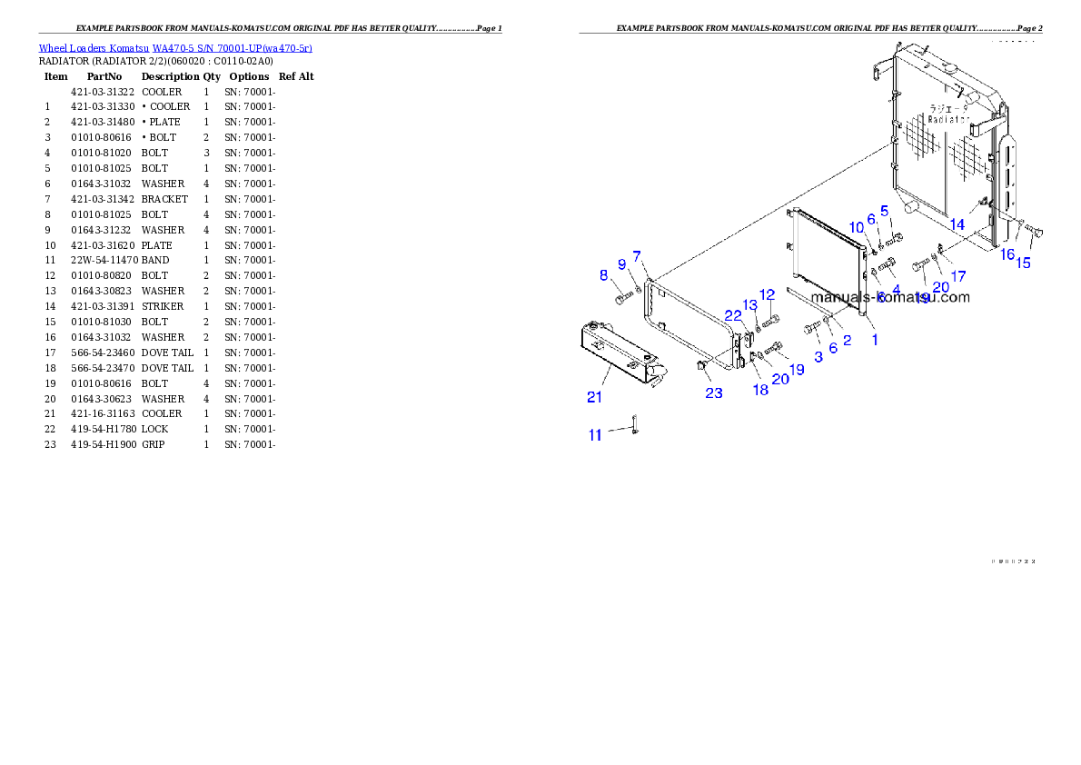 Protected: WA470-5 S/N 70001-UP Partsbook