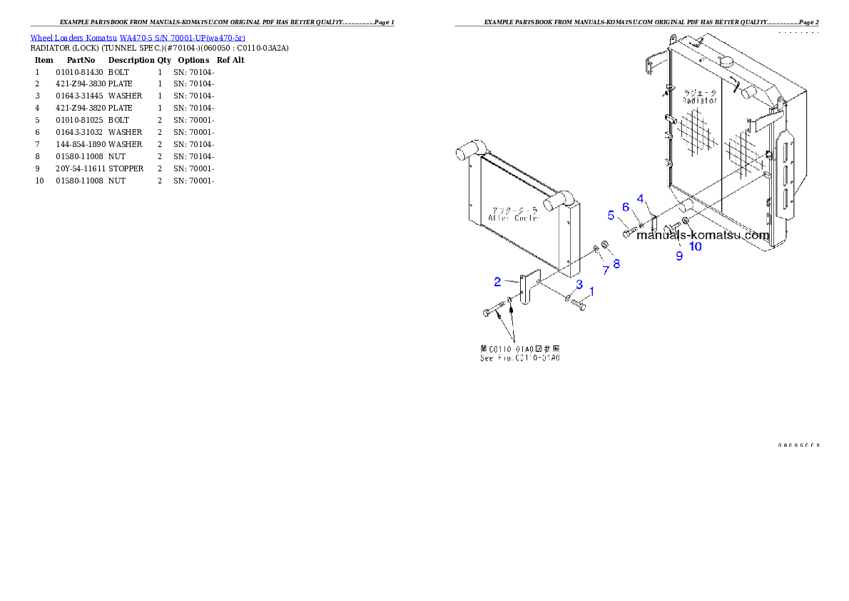 Protected: WA470-5 S/N 70001-UP Partsbook