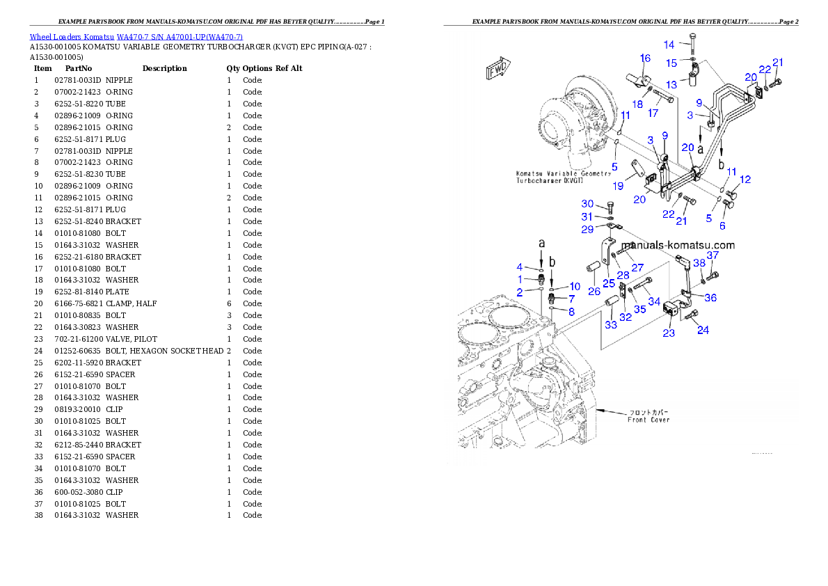 Protected: WA470-7 S/N A47001-UP Partsbook