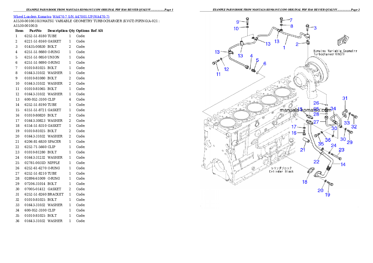 Protected: WA470-7 S/N A47001-UP Partsbook
