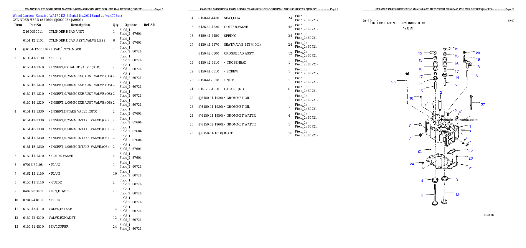 WA470-DZ-3 Serial No.20118 and up Partsbook