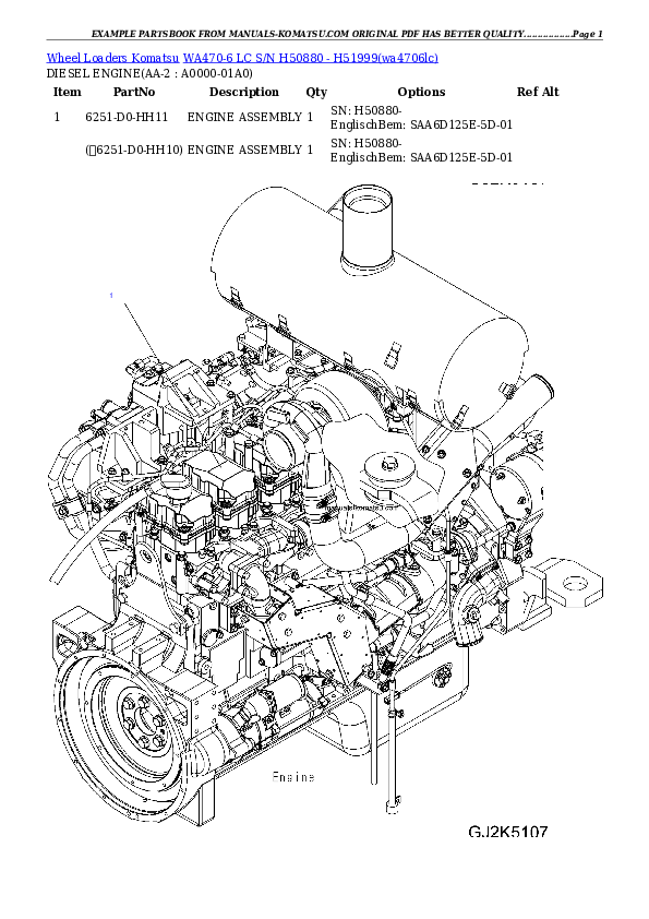 WA470-6 LC S/N H50880 - H51999 Partsbook