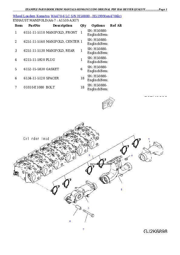 Protected: WA470-6 LC S/N H50880 – H51999 Partsbook