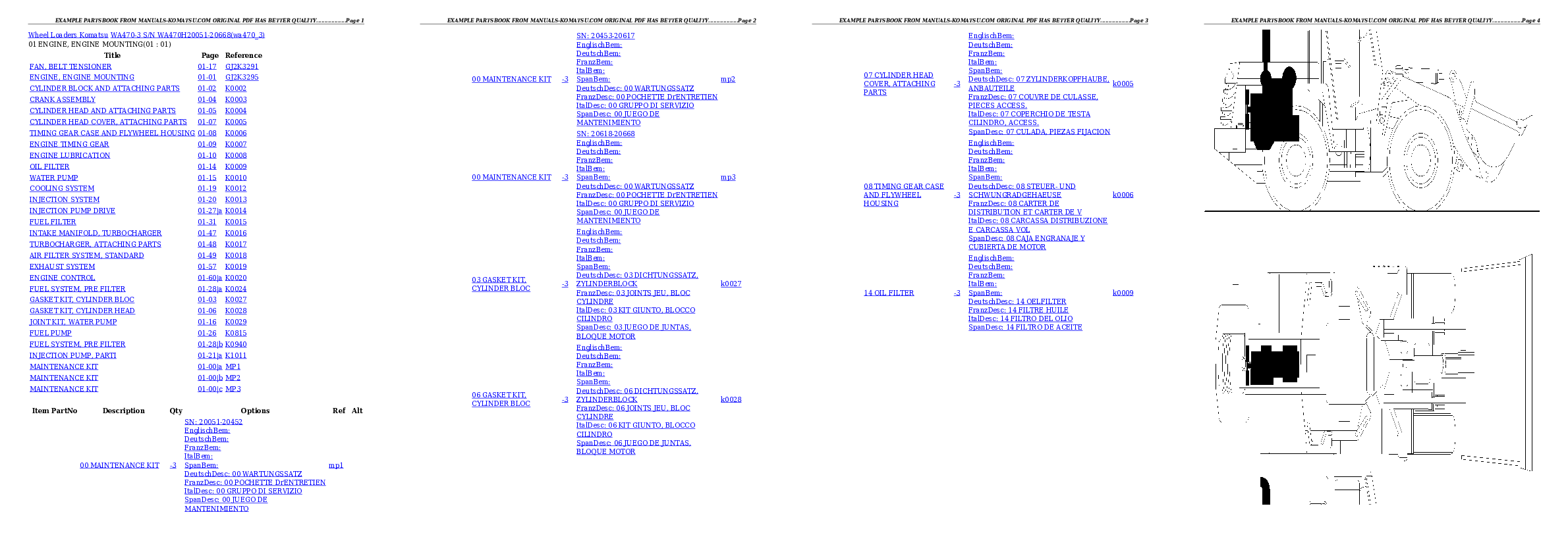 WA470-3 S/N WA470H20051-20668 Partsbook