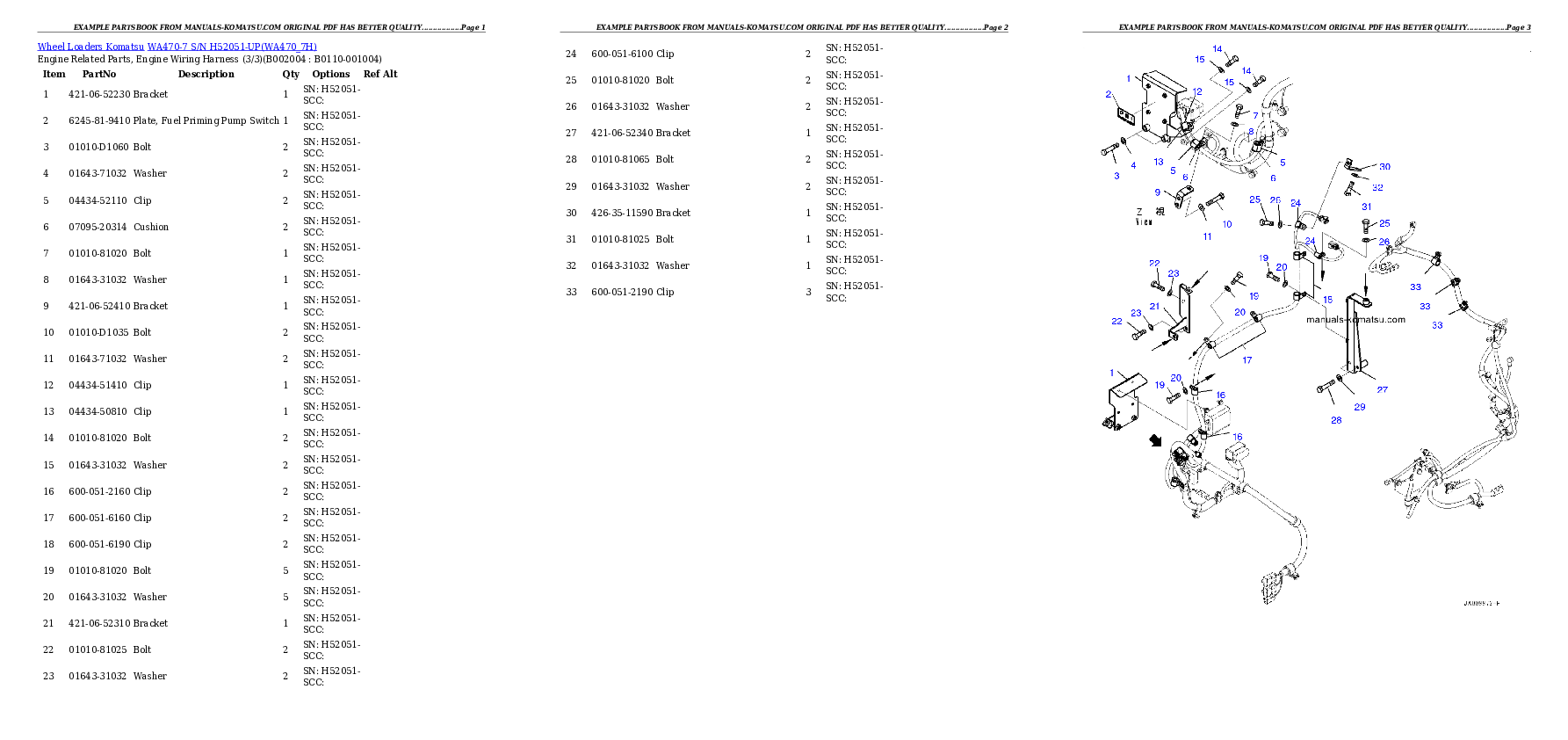 Protected: WA470-7 S/N H52051-UP Partsbook