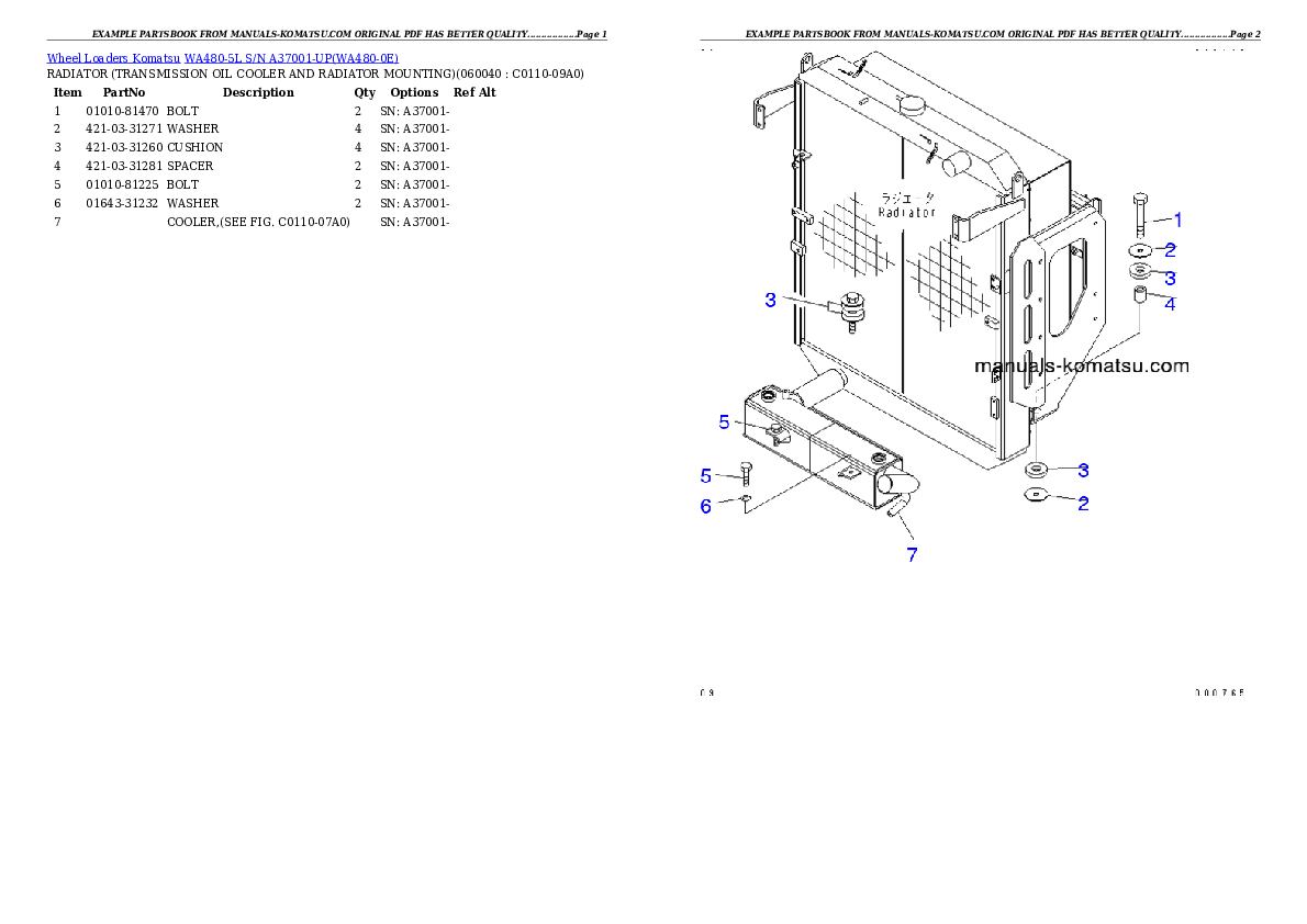 Protected: WA480-5L S/N A37001-UP Partsbook