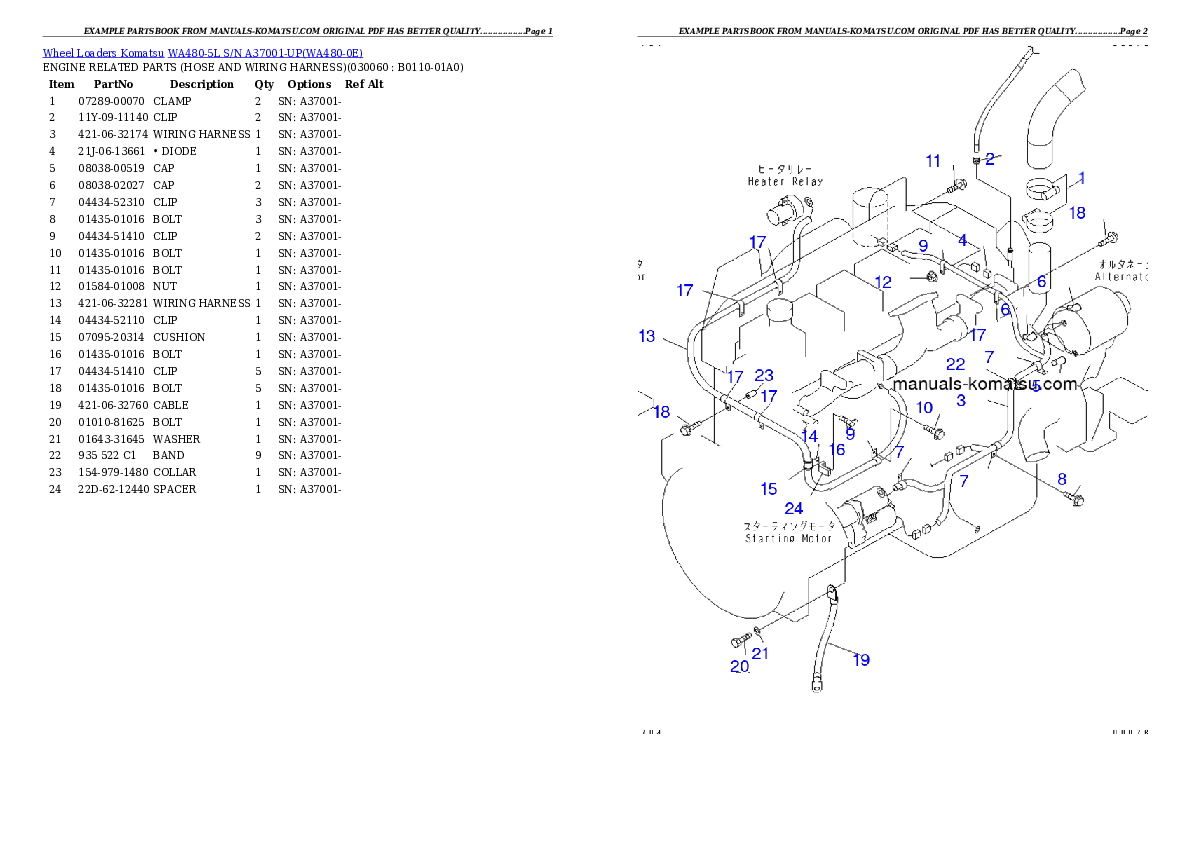 Protected: WA480-5L S/N A37001-UP Partsbook