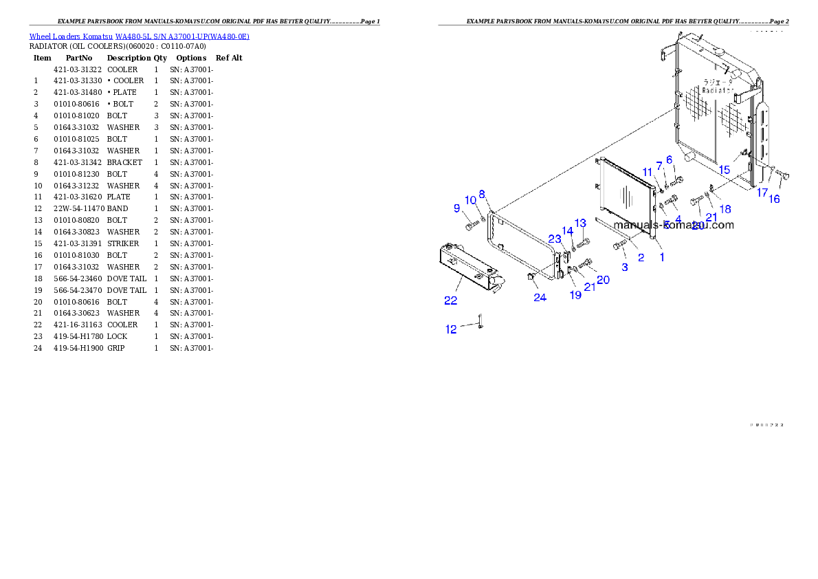 Protected: WA480-5L S/N A37001-UP Partsbook