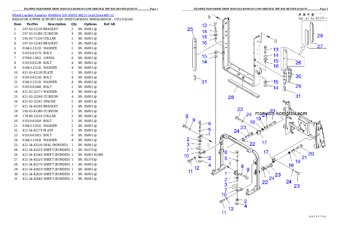 Protected: WA480-6 S/N 85001-90215 (ecot3) Partsbook