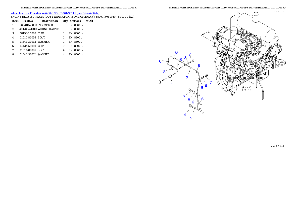 Protected: WA480-6 S/N 85001-90215 (ecot3) Partsbook