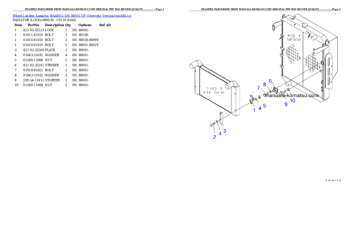 Protected: WA480-5 S/N H50051-UP Partsbook