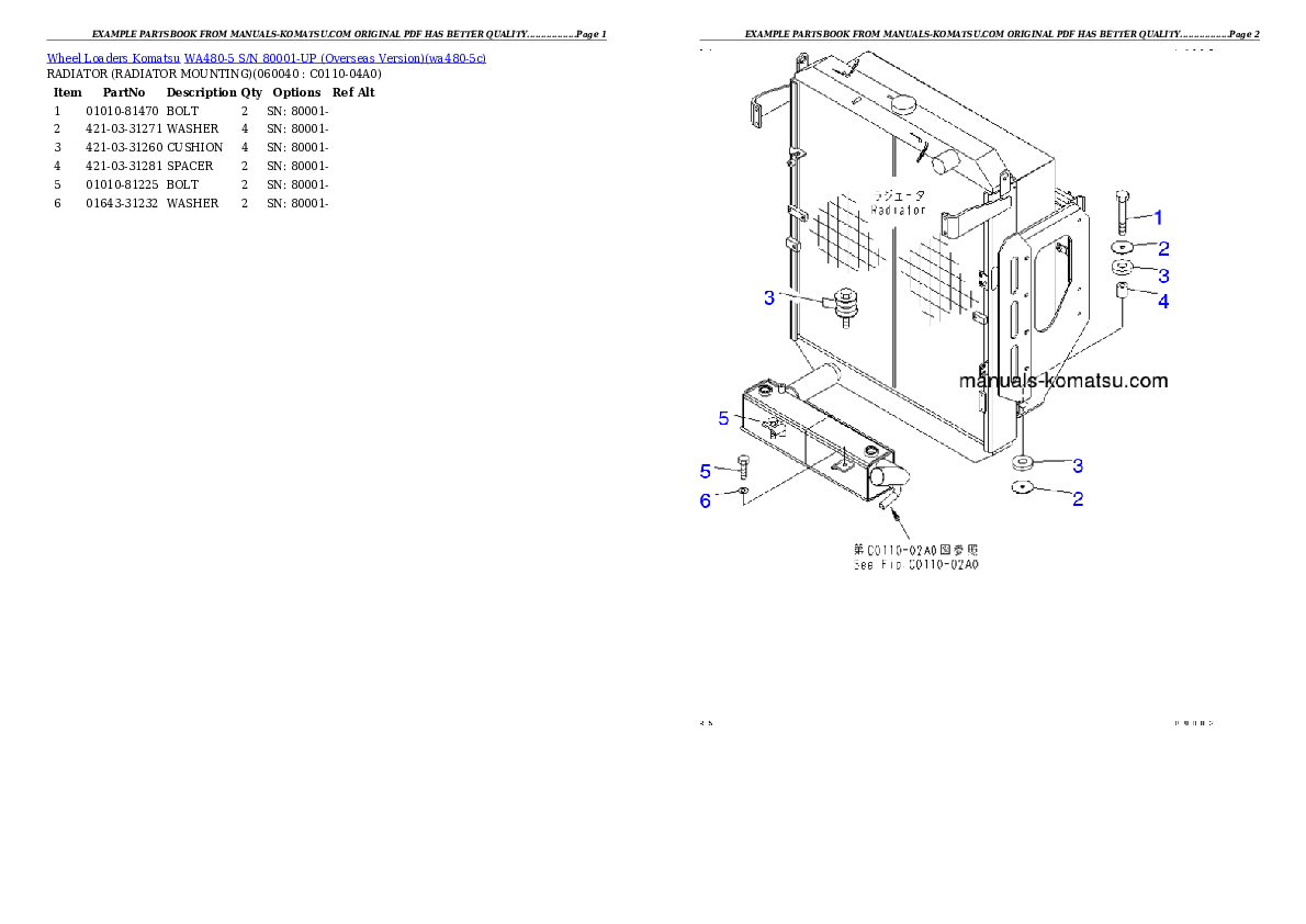 Protected: WA480-5 S/N H50051-UP Partsbook