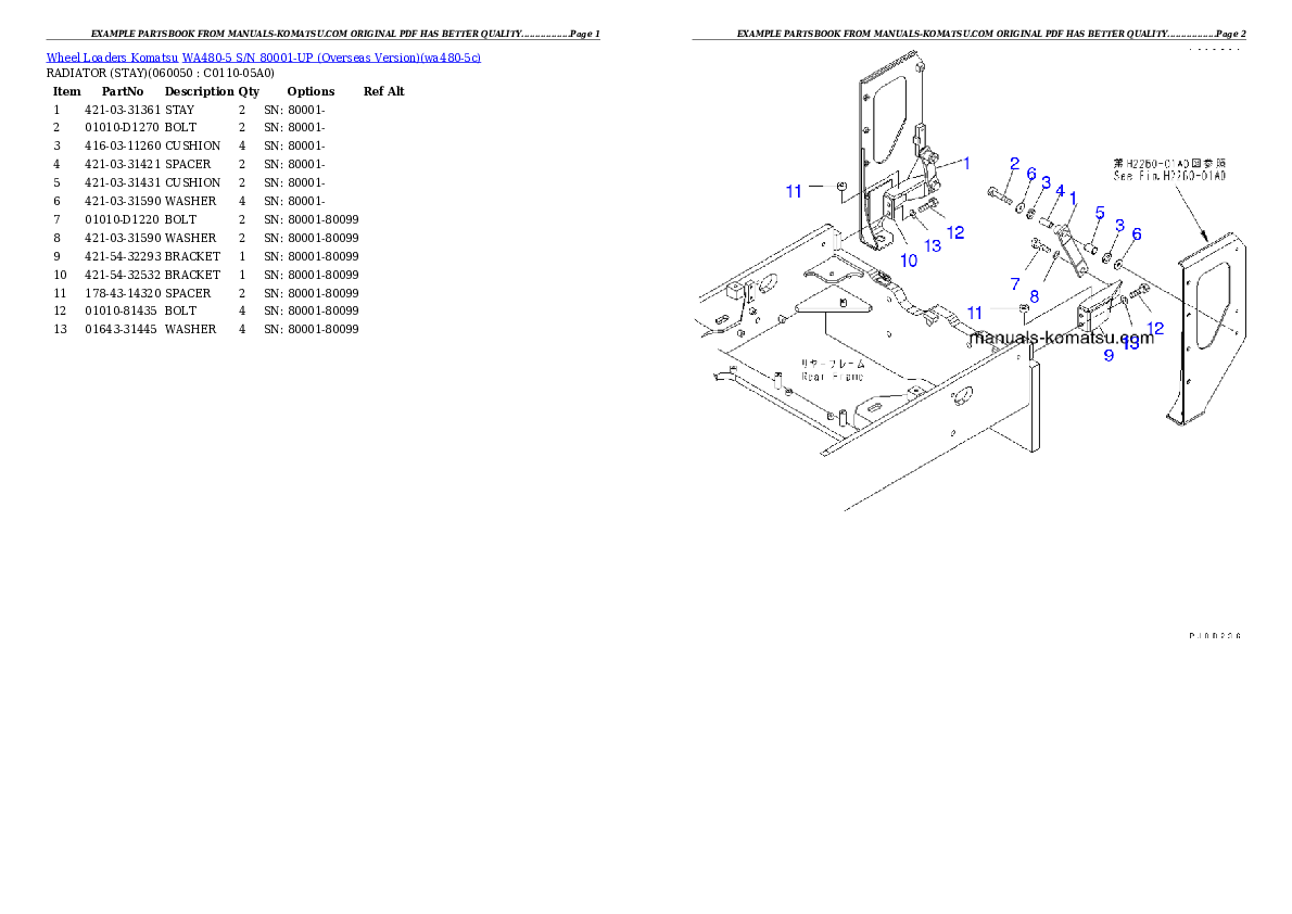 Protected: WA480-5 S/N H50051-UP Partsbook