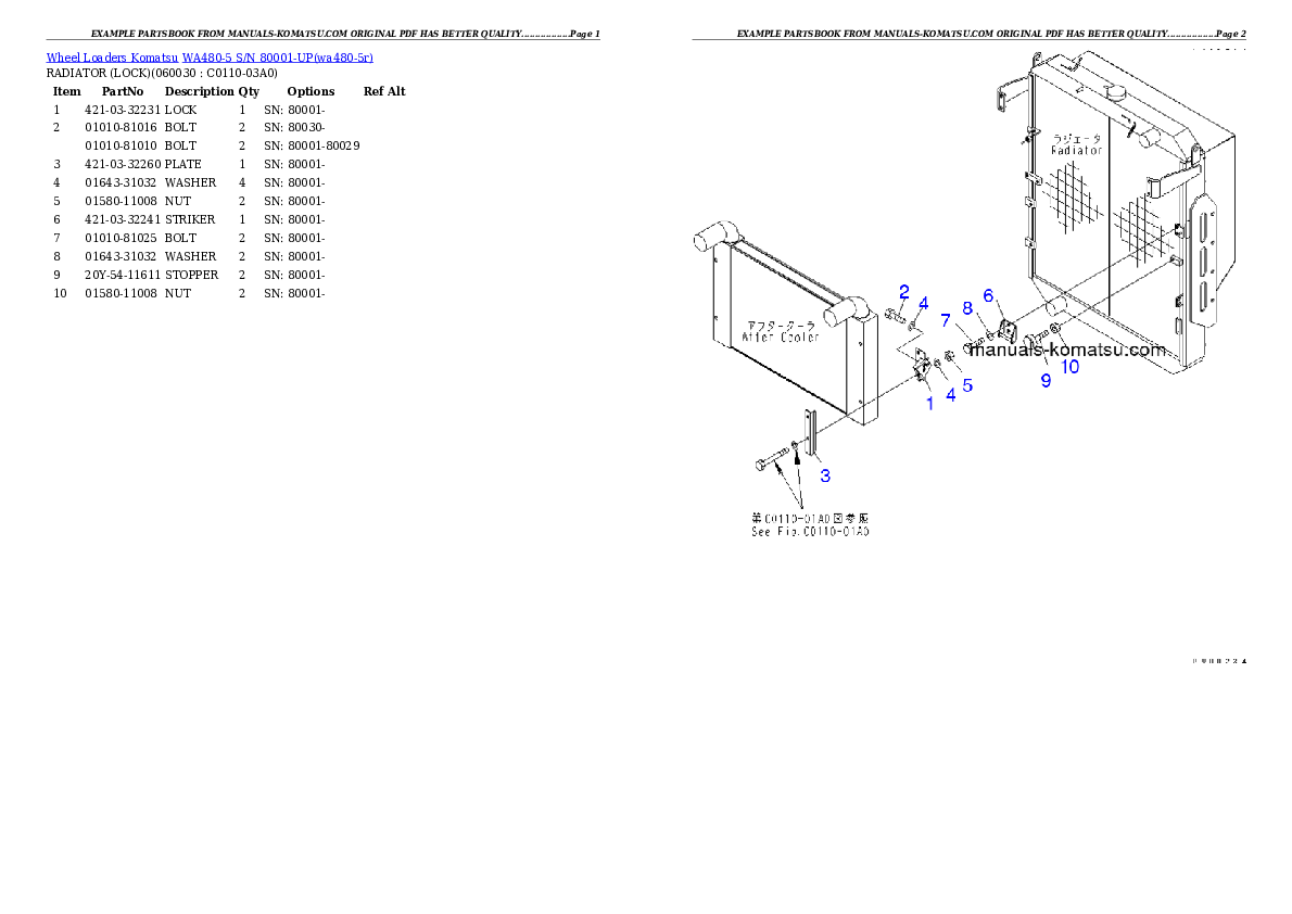 Protected: WA480-5 S/N 80001-UP Partsbook