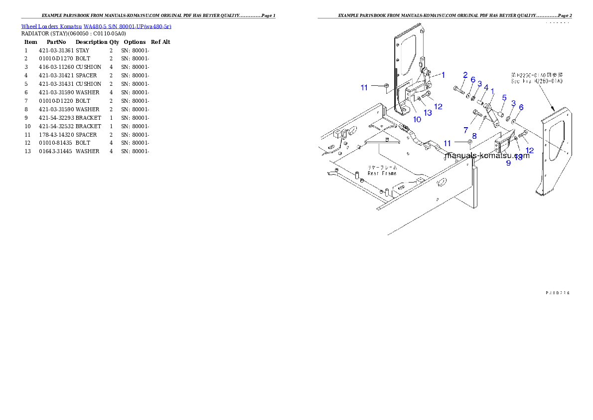 Protected: WA480-5 S/N 80001-UP Partsbook