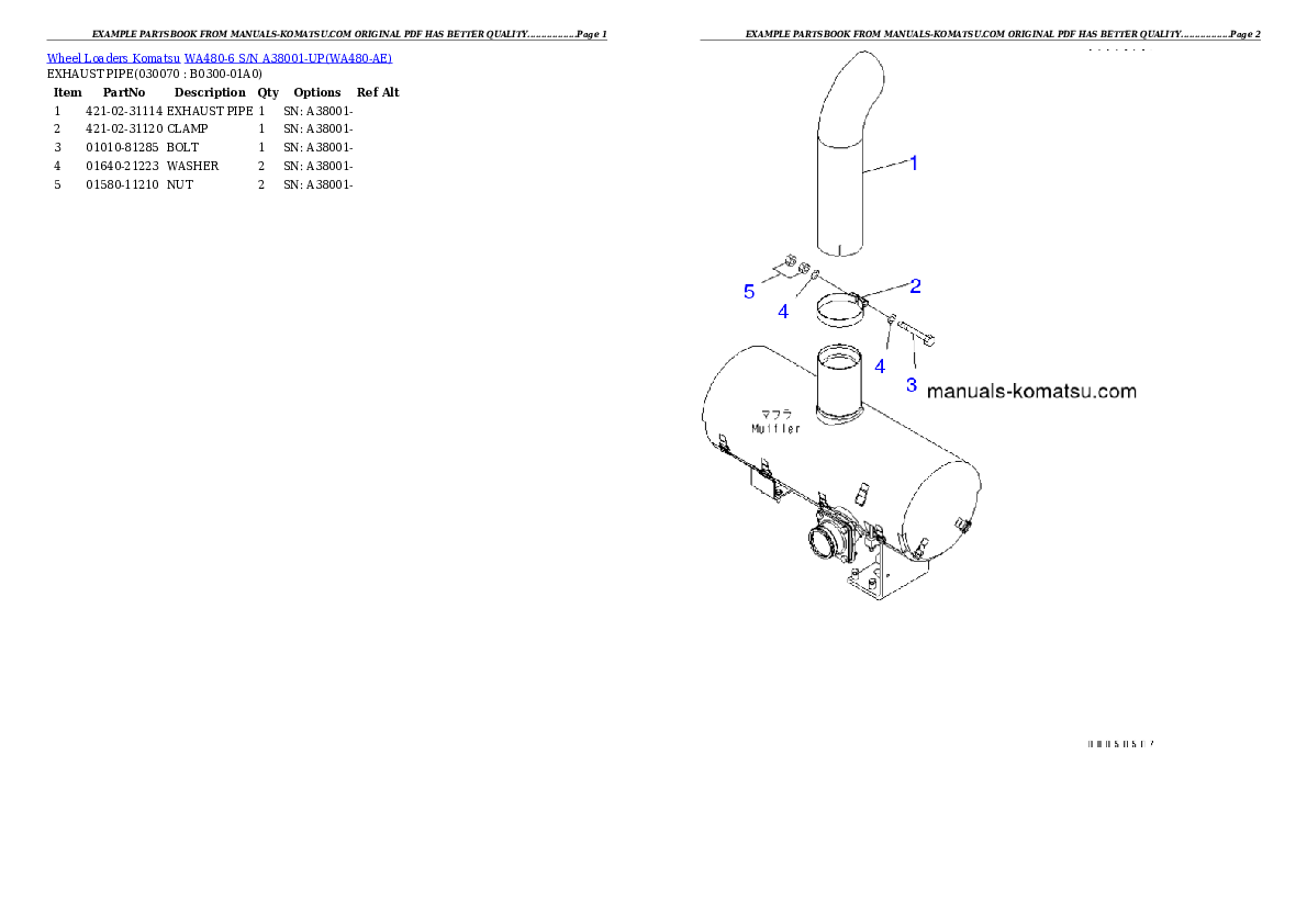 Protected: WA480-6 S/N A38001-UP Partsbook