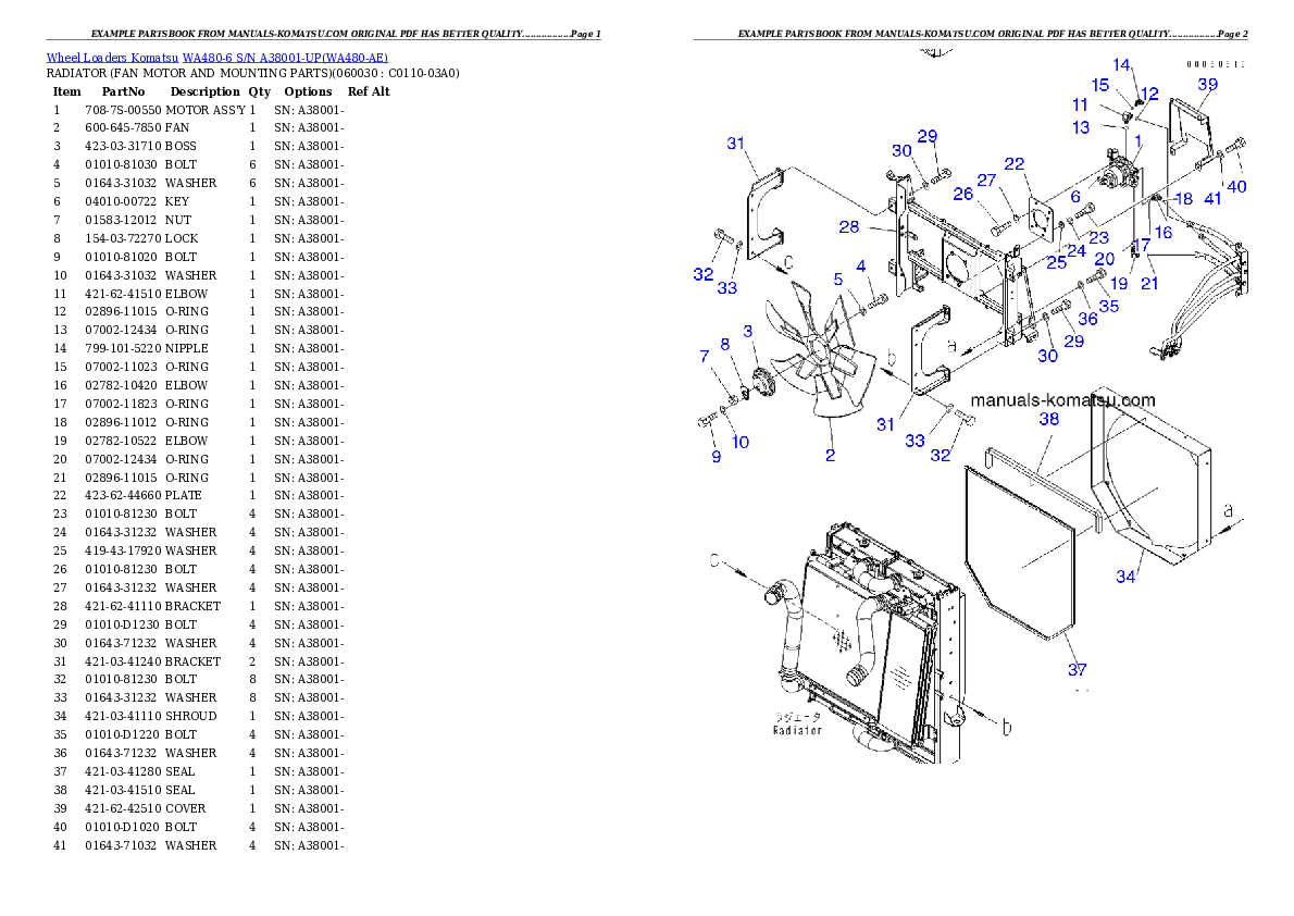 Protected: WA480-6 S/N A38001-UP Partsbook