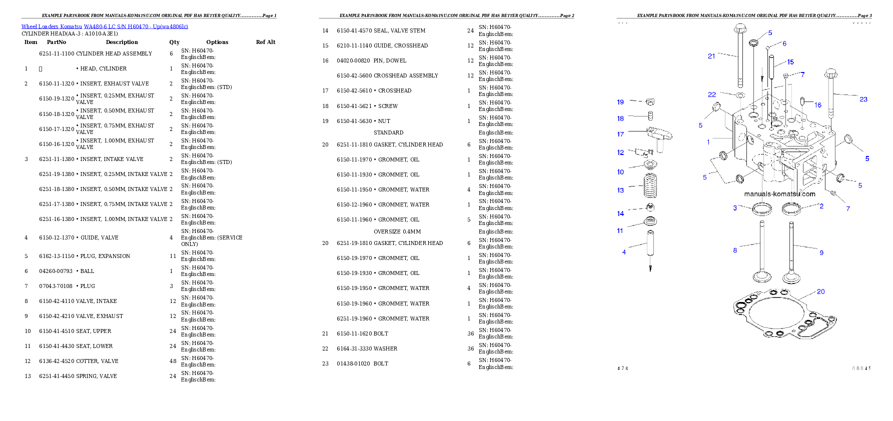 WA480-6 LC S/N H60470 - Up Partsbook