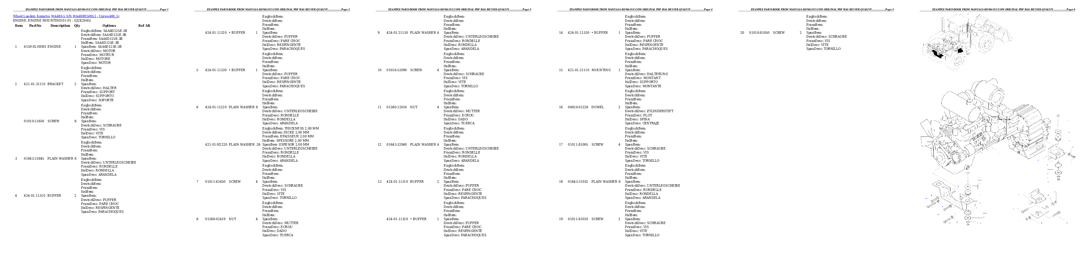 WA480-5 S/N WA480H50051 - Up Partsbook