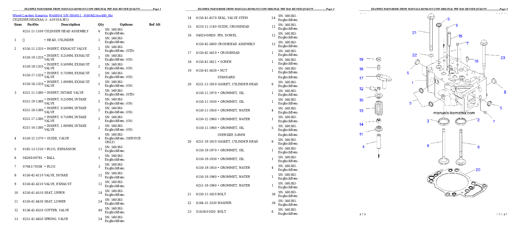 WA480-6 S/N H60051 - H60462 Partsbook