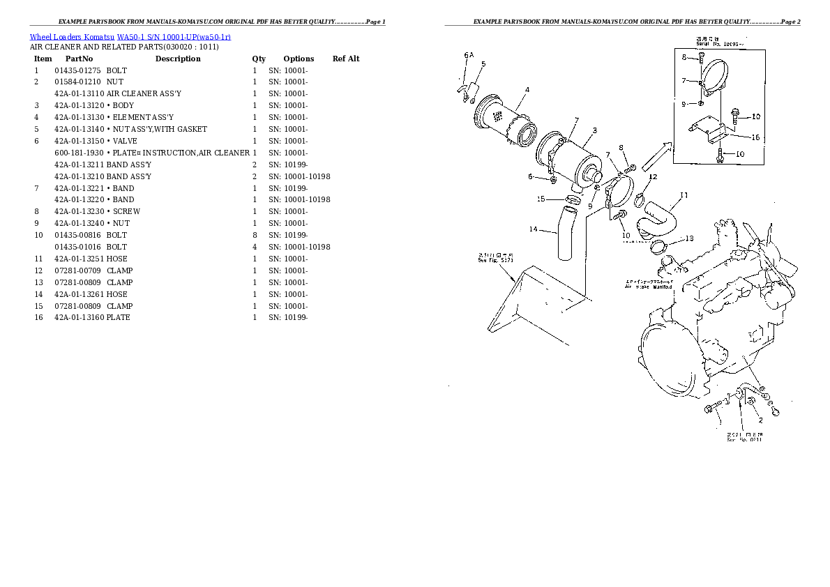 WA50-1 S/N 10001-UP Partsbook