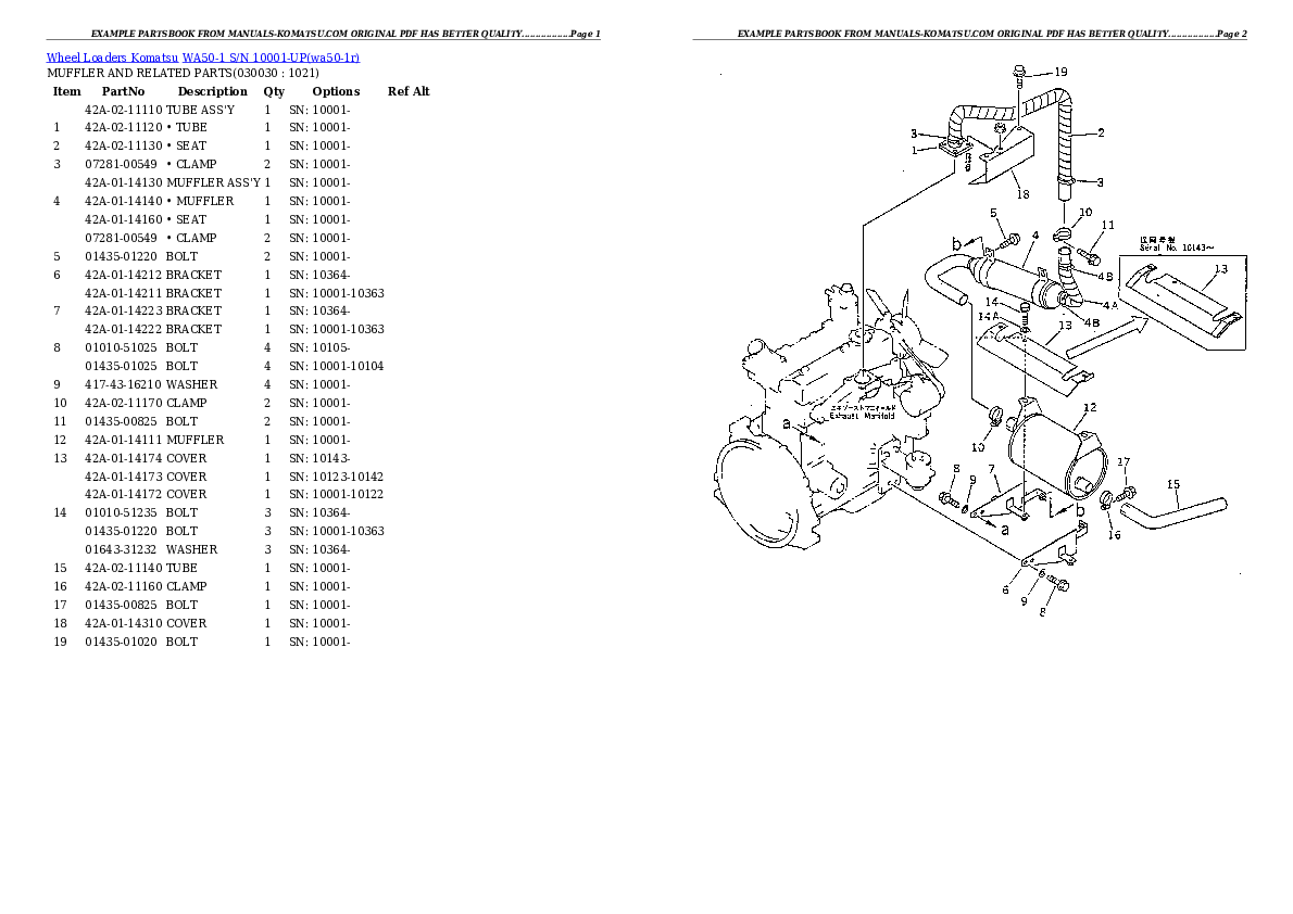 WA50-1 S/N 10001-UP Partsbook