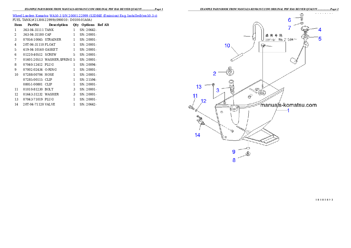 Protected: WA50-3 S/N 20001-22999 (S3D84E (Emission) Eng. Installed) Partsbook